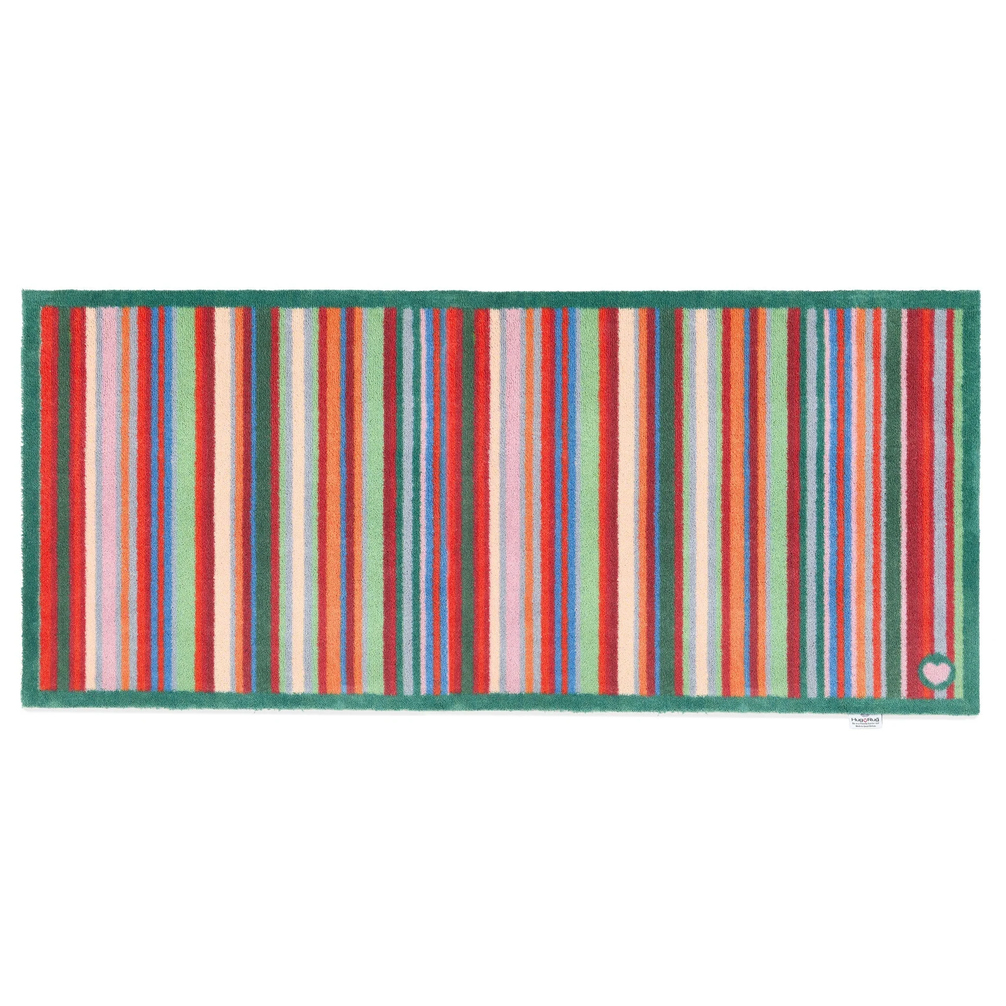 Bright Green Stripe Washable Runner