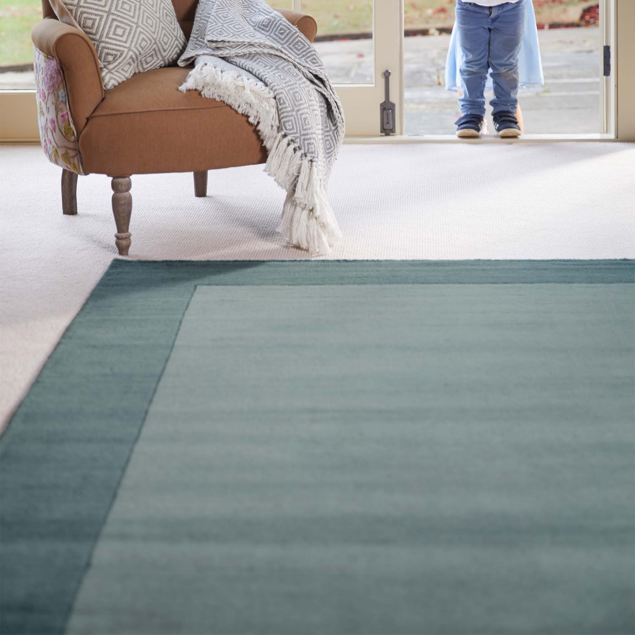 Borders Wool Rug Duck Egg - Image 2
