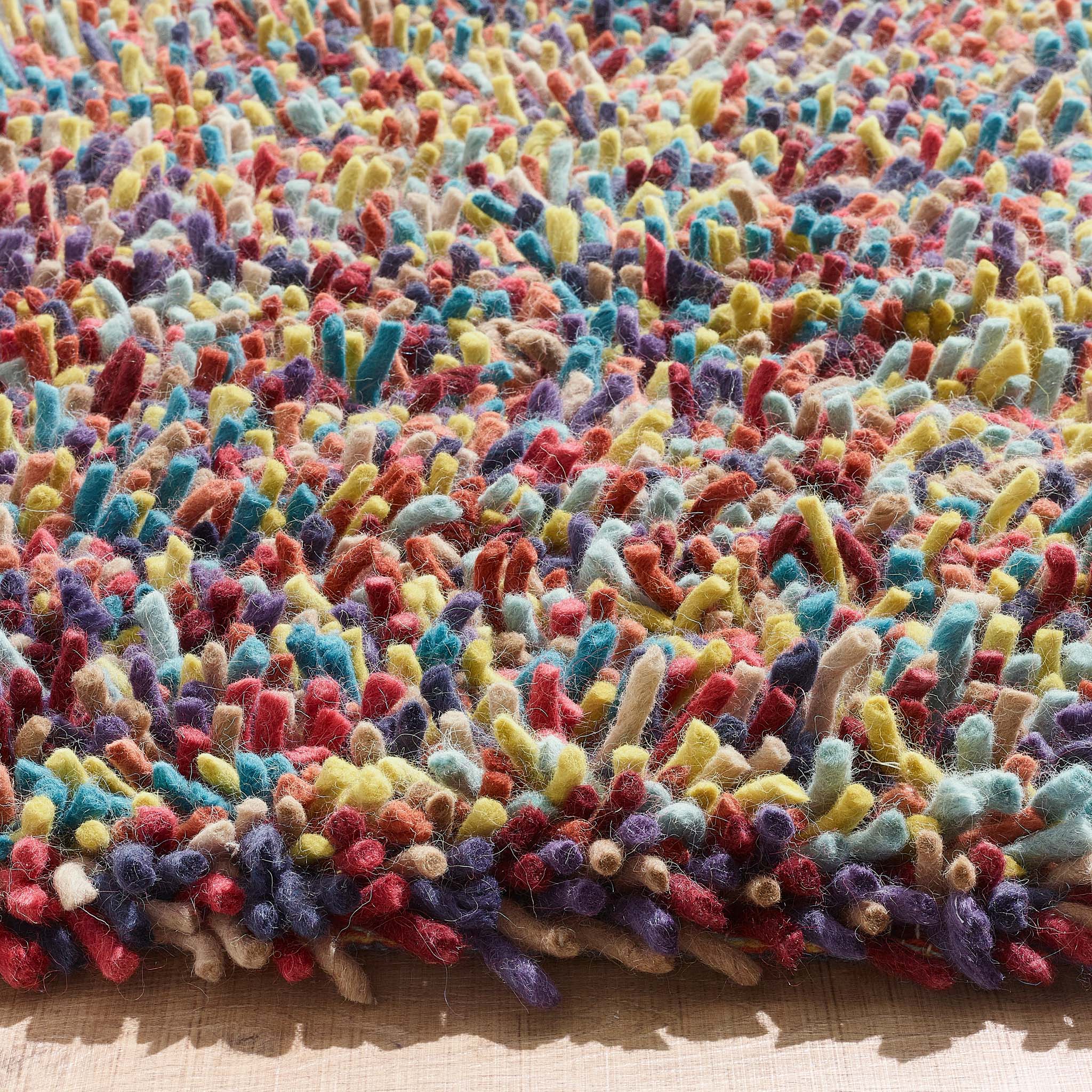 Rocks Shaggy Wool Rug Multi - Image 5