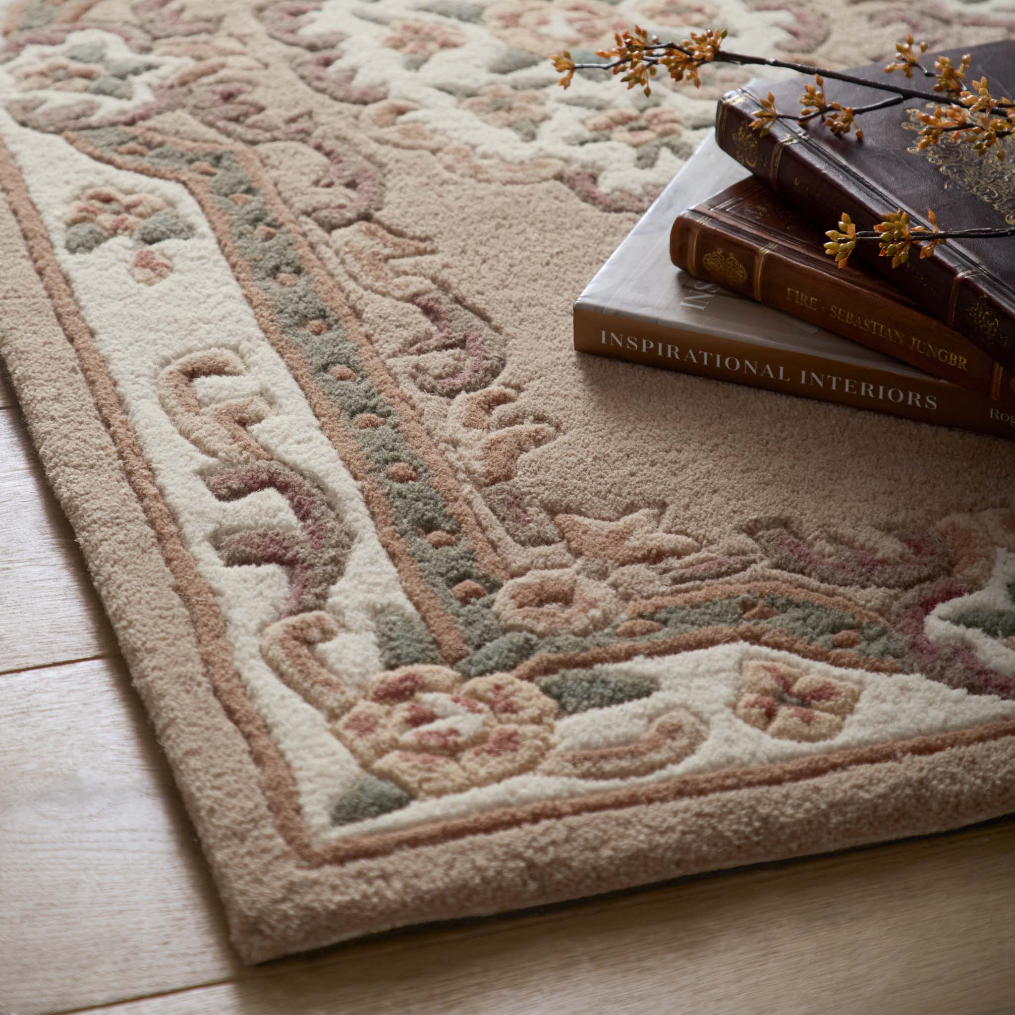 Shensi Aubusson Rug Runner in Beige - Image 3
