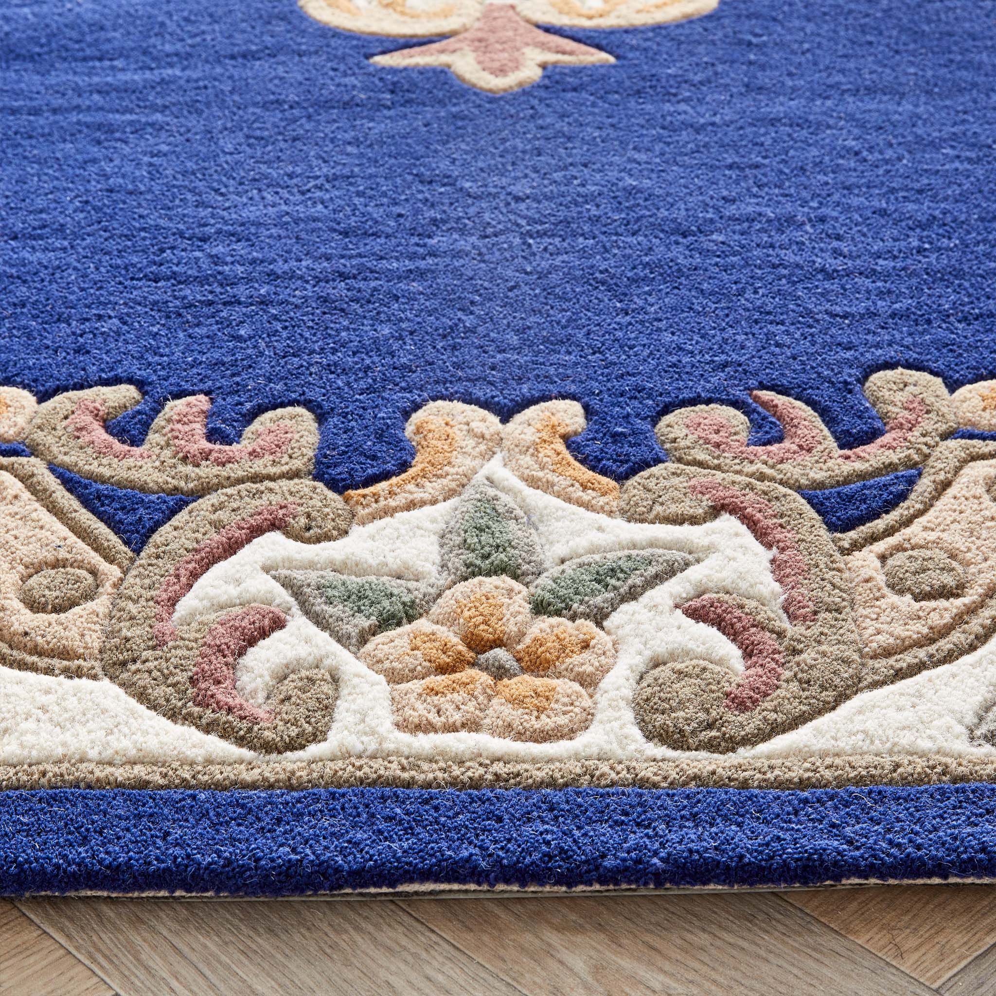 Shensi Aubusson Rug Runner in Navy Blue - Image 4